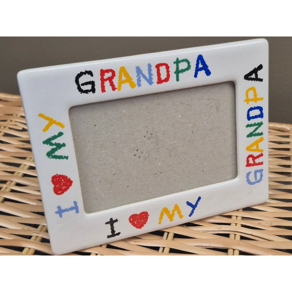 Grandpa Grandma I Love My Grandpa 4x6 Picture Frame Open Front Tabletop Gift